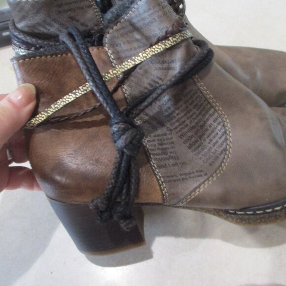 Rieker Shoes - Rieker Lilyish Ankle Booties Womens US 8.5 EUR 39 Brown Vegan Leather